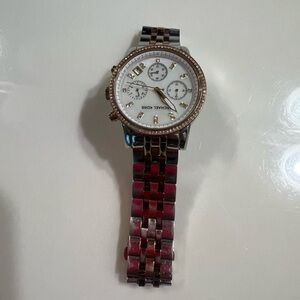 Michael Kors Silver and Brown Chronograph Watch